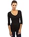 PattyBoutik Women Raglan V Neck Ruched Sides Top (Black Small)