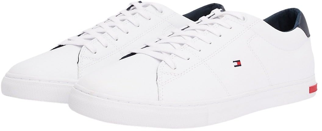 Tommy Hilfiger Herren Vulcanized Sneaker Essential Leather Detail Schuhe, Weiß (White), 44 4