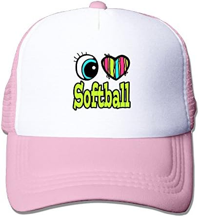 Sports Caps Mesh Hat - Unisex Adult Love Softball Mesh Snapback Hats With Adjustable Snapback Strap Pink