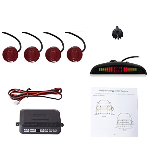 COCAR Car Auto Vehicle Reverse Backup System with 4 Parking Sensors Distance Detection Radar + LED Distance Display + Sound Warning