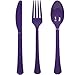 HeroFiber Disposable Paper Dinnerware for 24 - Purple - 2 Size Plates, Cups, Napkins , Cutlery (Spoons, Forks, Knives), and tablecovers - Full Party Supply Pack