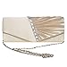 Fashion Road Womens Pleated Crystal Evening Clutch Handbags Wedding Party Clutch Purse Apricot