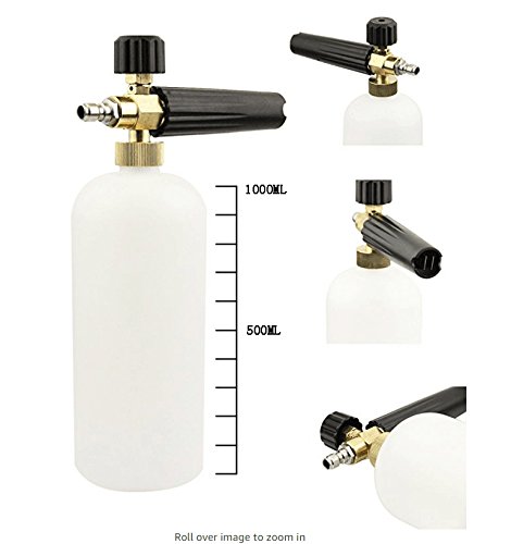 Obecome Adjustable Pressure Washer Jet Wash 1/4 Quick Release Snow Foam Lance, Foam Cannon with 1-Liter Bottle