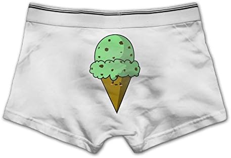 Rongyingst Men's Mint Ice Cream Underwear Fashion Boxer Briefs Cotton Stretch Low Rise Trunks XL White