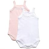 Amoureux Bebe Super Soft Ribbed Turkish 100% Cotton Pink/white Baby Camisole Onesies.