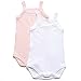Amoureux Bebe Baby Girls 100% Cotton Camisole - Onesies 2 - pk. Super Soft Ribbed. 18-24m White/Pink