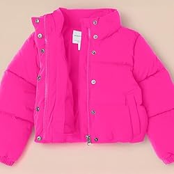 Amazon Essentials Girls' Cropped Full-Zip Puffer