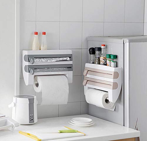 3-in-1 Wall-Mount Paper Towel Holder Cling Film Storage Rack Plastic Wrap and Foil Dispenser kitchen organizer