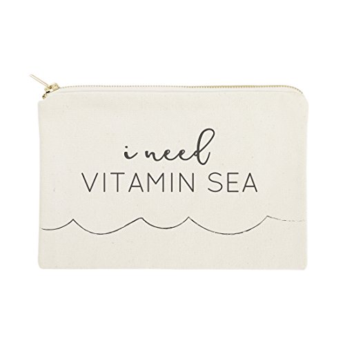The Cotton & Canvas Co. I Need Vitamin Sea Beach Cosmetic Bag and Travel Make Up Pouch