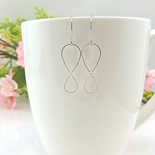 Two Open Linked Teardrops, Dangle Earrings, Stainless Steel Hooks