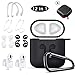 Airpods Case Black,HOOXIN Airpods Accessories Set,12 in 1 Protective Silicone Cover and Skin for Apple Airpods Charging Case with Airpods Ear Hook Grips/Airpods Staps/Airpods Clips/Skin/Tips/Grips