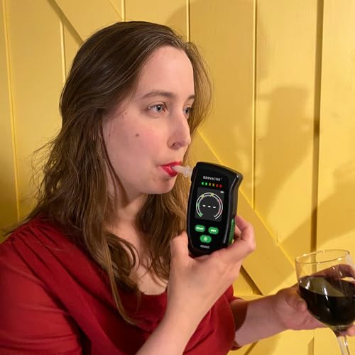 RDINSCOS Rechargeable Breathalyzer Alcohol Tester | Portable BAC Tester, LCD Display, Mouthpieces Included, Personal Use