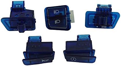 Motorcycle Switches Headlight Horn Dimmer Turn Starter Single Button for GY6 50cc 125cc 150cc Moped Scooter 5 Piece Set Motorcycle Switch MJZHYQTCD (Color : Blue)