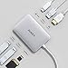 AUKEY MacBook Pro USB C Hub, HDMI 4K, Card Reader, 3 USB 3.0 Ports, 60W Type C Charging for MacBook 2017 iMac, Google Chromebook Pixelbook - Aluminum, Silver