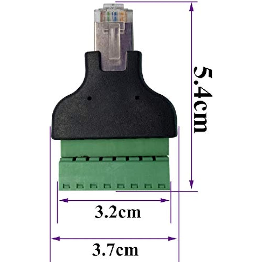 AAOTOKK RJ45 Screw Terminal 8P 8C Male To 8Pin Female Bolt Type