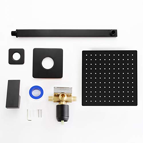 POP Matte Black Shower Faucet Set with 10 Inch Shower Head and Handle