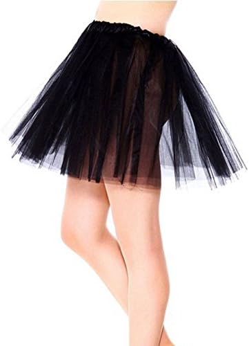 Mystylees Lightweight 3-Layered Running Tutu Elastic Costume Skirt Fun Tutu Black