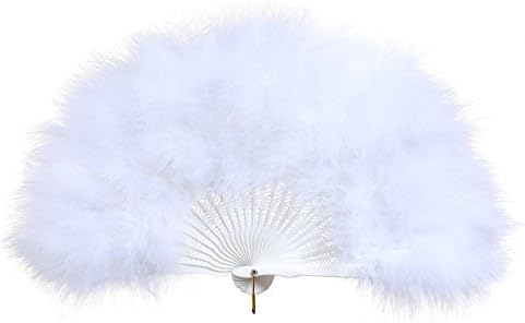 Canvalite 1920s Flapper Gatsby Folding Fan, Women Feather Fan for Costume Party