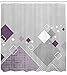 Ambesonne Abstract Shower Curtain, Geometric Composition with Different Colored Squares Striped Dotted Rhombus, Cloth Fabric for Bath Decor Set with 12 Hooks House Bathroom, 69
