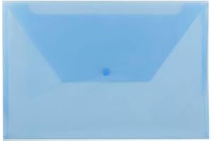 JAM PAPER Plastic Envelopes with Snap Closure - Legal Booklet - 9 3/4 x 14 1/2 - Blue - 3/Pack
