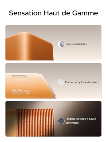 UGREEN Nexode Air 65W Chargeur USB C Rapide GaNInfinity avec Câble Compatible avec iPhone 17 Pro Max 16 Plus 15 14 13 12 Galaxy S26 S25 S24 Pixel 10 9 iPad MacBook Neo Air Pro M5 M4 M3 M2 M1 (Orange)