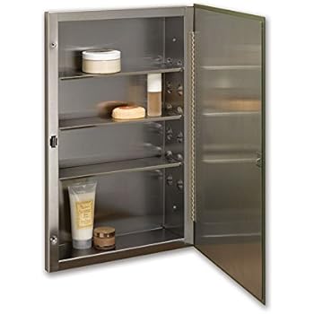 Jensen 84024SSX Stainless Steel Frame Medicine Cabinet, 16