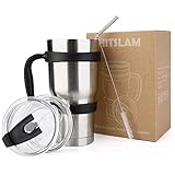 HITSLAM Tumbler 30oz Double Wall Stainless Steel Vacuum Insulation Travel Mug for Cold Drink/Hot Beverage (Silver)