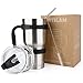 HITSLAM Tumbler 30oz Double Wall Stainless Steel Tumbler Vacuum Insulation Travel Mug for Cold Drink/Hot Beverage includes 2 Straw Lids, Cup Handle, Straw, Cleaning Brush (Silver)