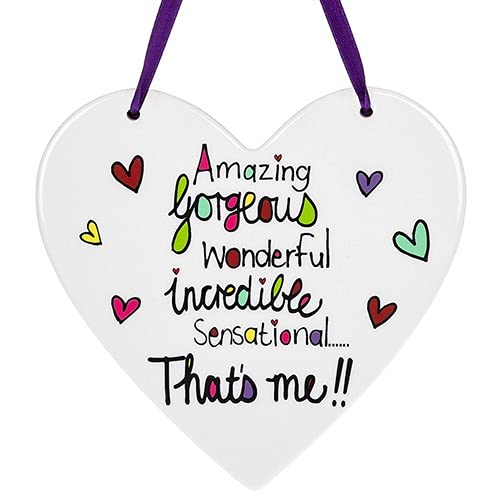 Just Saying Amazing That's Me!! Ceramic Heart Shaped Hanging Plaque Gift Idea 310607
