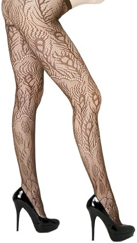 Stella Elyse Peacock Feathers Fishnet Pantyhose (Regular, Coffee)