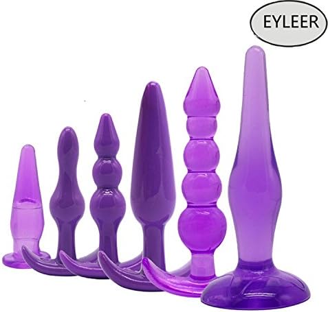 Sili-cone B-u-t-t Pl-ug-s Beginner Set,A-n-al Trainer Kit,P-r-o-state Massa-ger Vib-rating Massa-ger,Pack of 6 (purple)
