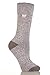 Heat Holders Ladies Lite Crew Sock, Mid Brown/Cream, 5-9
