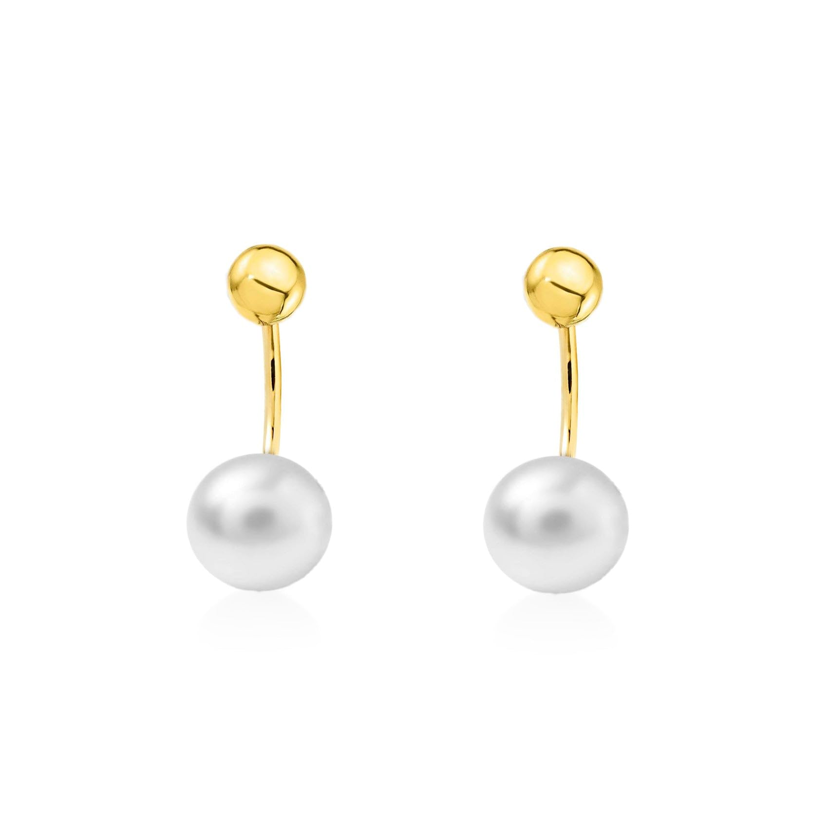 9ct Yellow Gold with ball 5 mm and pearl 7.5 mm double Earrings