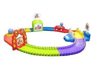 Circuit De Course Pocoyó Bandai - Piste Flexible 150cm - Voiture Lumineuse Et Musicale - Accessoires Inclus