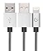 Heavy Duty Lightning Cable 3.3ft Silver [Apple MFi Certified] USB Charger w/ Ultra Compact Connector Head for Apple iPhone 6 / 6s / 6 plus, iPod, iPad & more (1 meter - Exo Silver)