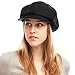 The Hat Depot 100% Cotton Plain Blank 6 Panel Newsboy Gatsby Apple Cabbie Cap Hat Made in USA (Black)