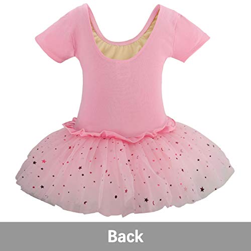 Bosowos Girls Skirted Leotard, Dance Dress Ballet Dancewear, Short Sleeve Glitter Tutu for Toddler Kid Girl