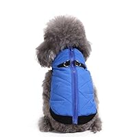 SELMAI Warm Soft Cold Weather Small Dog Cat Vest Jacket with D-Ring Zipper Pet Puppy Puffer Coat Doggie Winter Apparel Blue XS