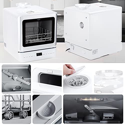 Kwasyo Portable Countertop Dishwasher with 7Liter Builtin Water Tank