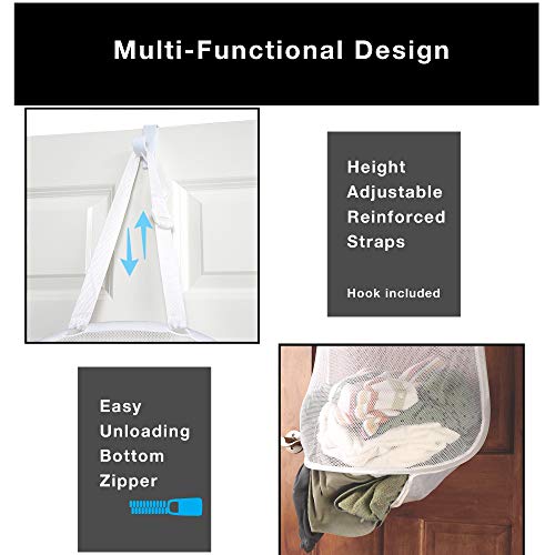 Smart Design Deluxe Mesh Over The Door Pop Up Hamper w/ Hook & Adjustable Strap - VentilAir Mesh Material - for Laundry & Clothes - Home - (Holds 3 Loads) (17 x 28 Inch) [White] - Thumbnail 3