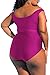 Women Plus Size Off Shoulder Ruffles Cut Out High Waist Bikini Sets Purple XXL