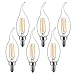 Dimmable LED Candelabra Bulb 6W 600LM 2700K Warm White 60W Equivalent Vintage LED Filament Candle Bulbs C35 Flame Tip E12 Base Decorative LED Chandelier Light Bulbs Pack of 6