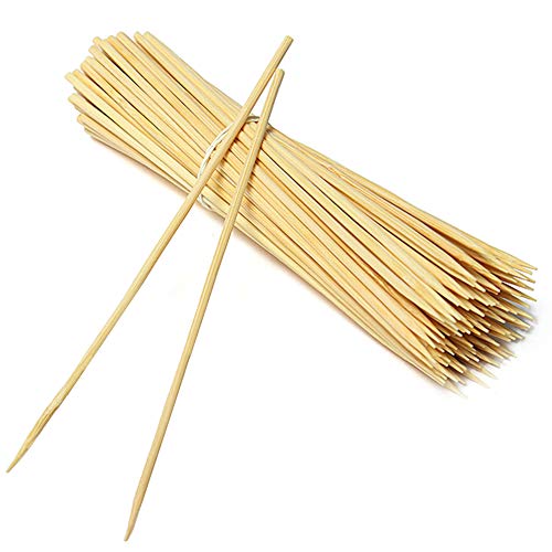 TKDY Bamboo Skewers, 12 inches 400 Pcs Natural BBQ Skewers for Outdoor Grilling Marshmallows, Chocolate Fountain, Appetizer, Fruit, Corn.