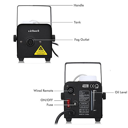 Virhuck 400Watt Portable Fog Machine With Wireless Remote Control, Smoke Machines For Parties