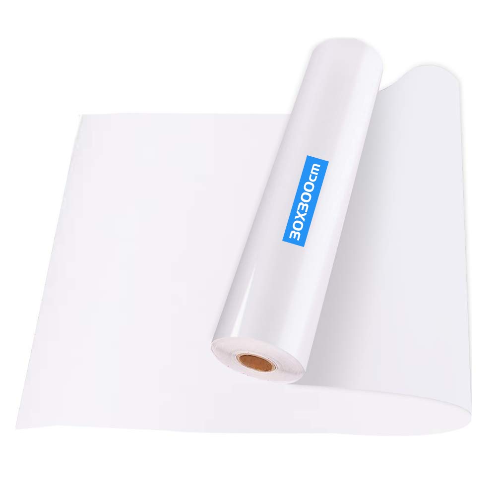 Clear Transfer Paper Roll, MCSQK Self Adhesive Vinyl Transfer Film Transparent Transfer Tape Roll Cricut Cameo, Medium Tack Vinyl for Signs Stickers Decals Walls Doors Windows Application -30x300cm