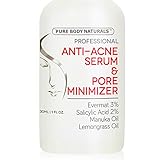 Pure Body Naturals Clear Complexion Serum & Pore Minimizer - Made with Revolutionary Evermat® - 1 oz
