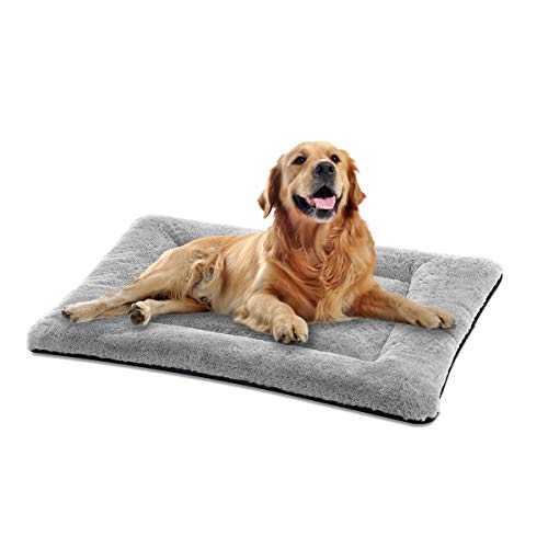 SIWA MARY Dog Bed Mat Soft Crate Pad Washable Anti-Slip Mattress for Large Medium Small Dogs and Cats Kennel Pad (42inch,Grey)