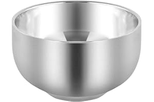 Akstore Men's Durable Shave Soap Cup Stainless Steel Heat Insulation Smooth Shaving Mug Bowl (Medium)