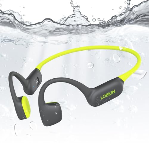 LOBKIN Swimming Headphones, IPX8 Waterproof Underwater Bone Sound Headphones Bluetooth 5.4, Open Ear Bone Conduction Headphones with MP3 Player 32G, Wireless for Swimming, Running, Cycling