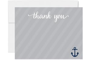 Andaz Press Nautical Baby Shower Collection, Thank You Note Cards, 20-pack
